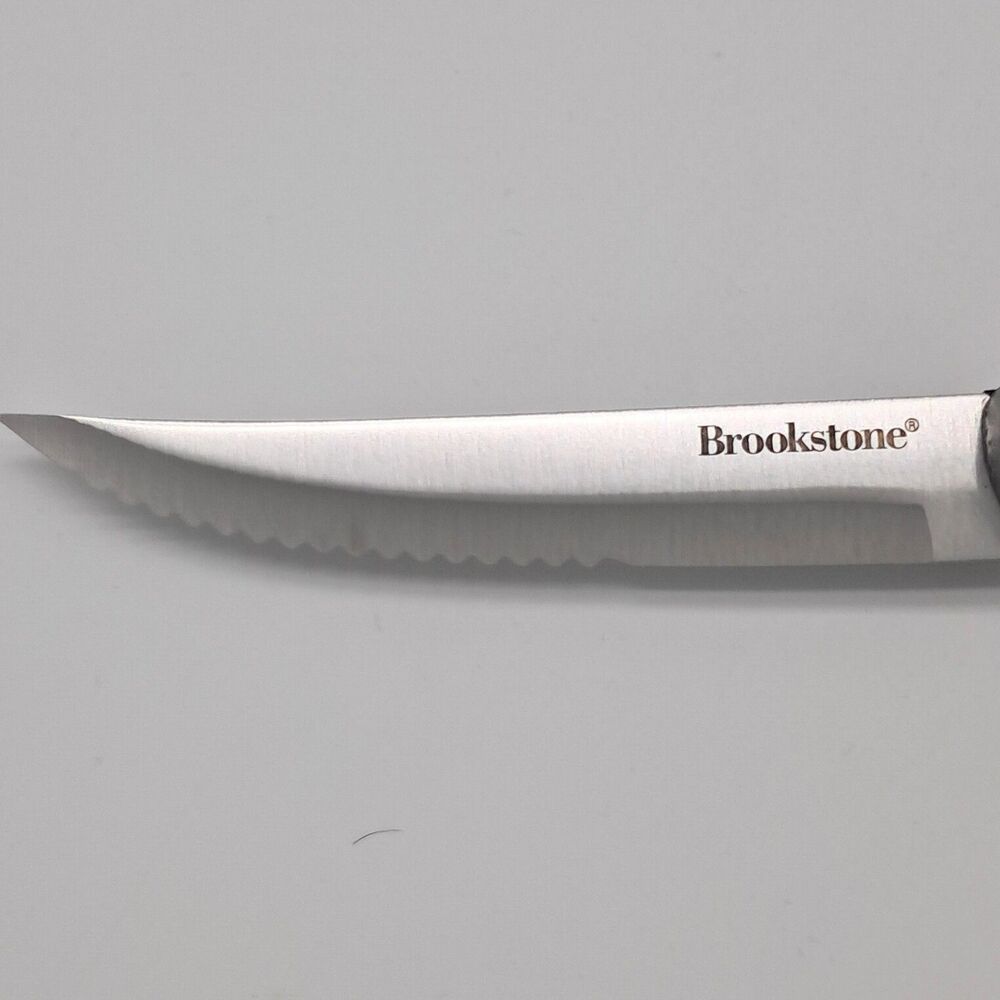 Brookstone 9" Stainless Steel Serrated Steak Knife Set Of Three Modern All-Metal - Picture 5 of 8